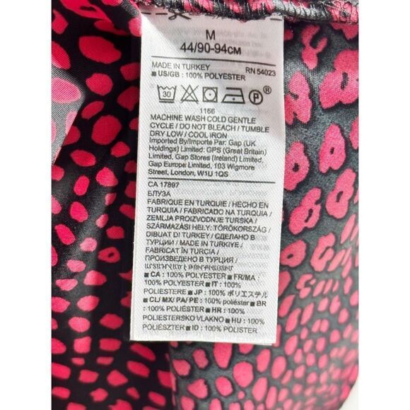 Banana Republic Womens Animal Print Blouse Top Puff Sleeve Red‎ Black Medium - Picture 8 of 12